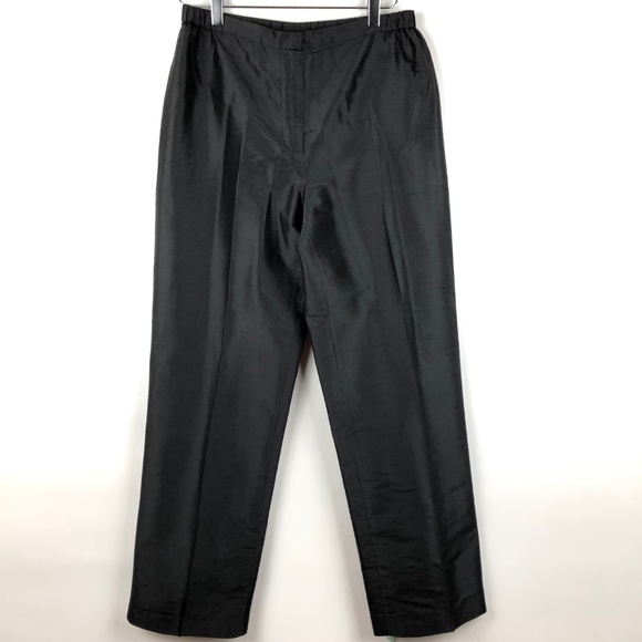 Neiman Marcus M 100%Silk Pant Stretch Waist Black - Picture 1 of 8